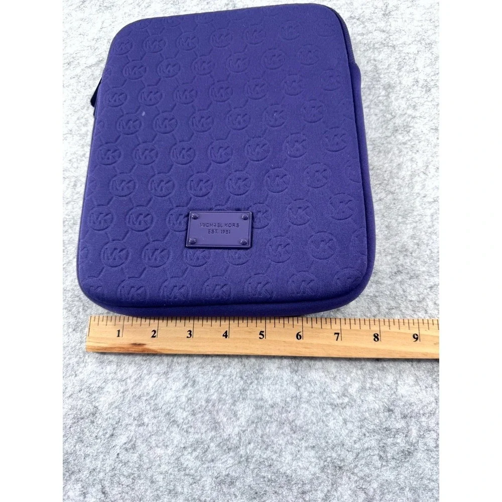 Michael Kors Neoprene Tablet Case Purple Embossed Monogram iPad Sleeve Protector